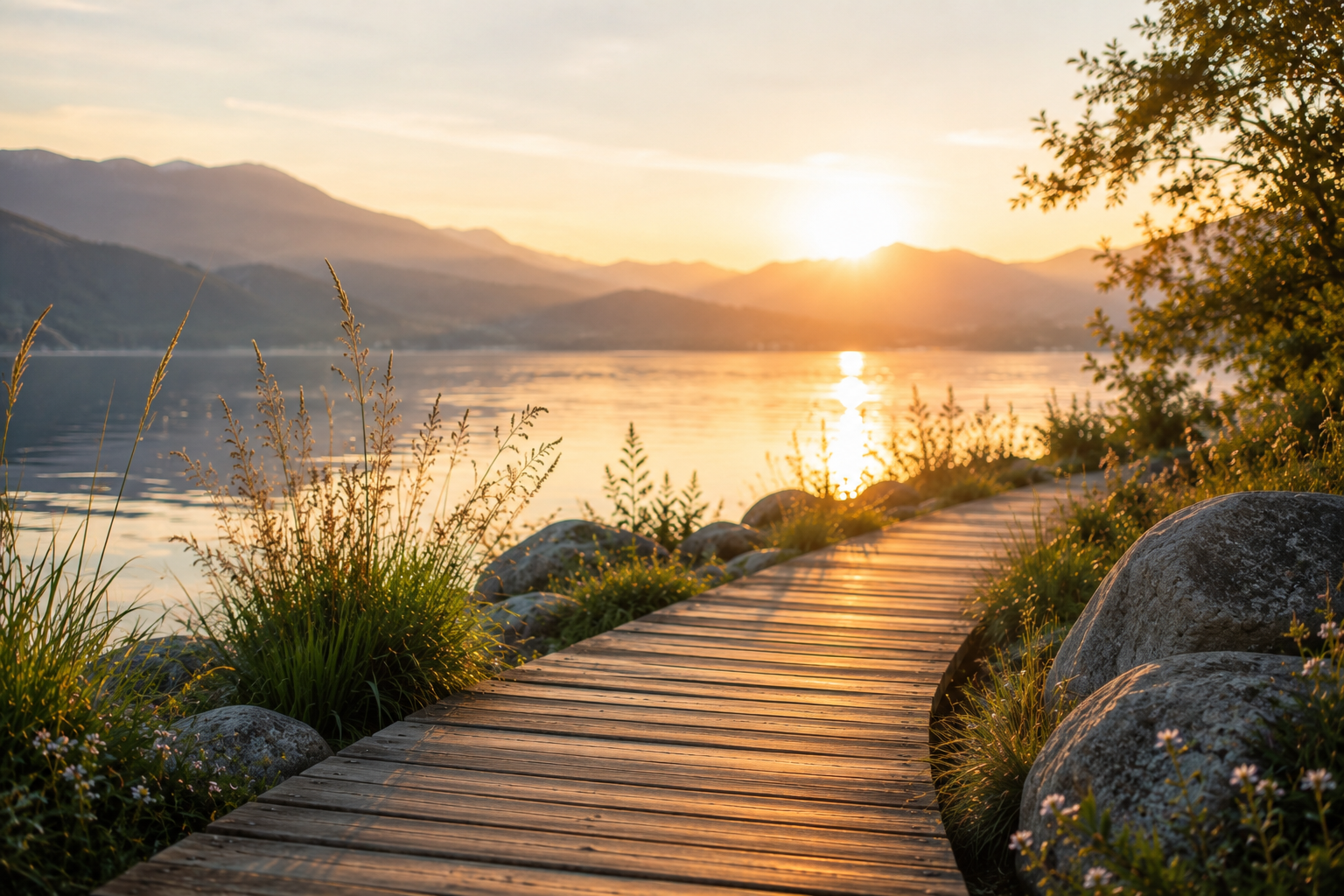 Blickwinkel ändern, Sonnenuntergang Wegbiegung